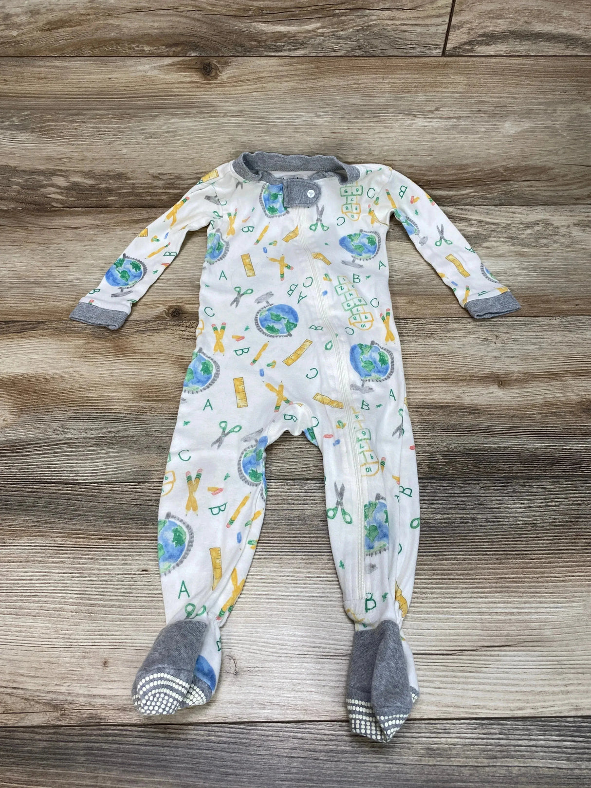 Burt's Bees Baby Organic Learn the Globe Sleeper White sz 6-9m