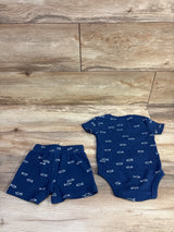 Carter's 2pc Gone Fishin' Waffle Knit Bodysuit & Shorts Set Blue sz 9m