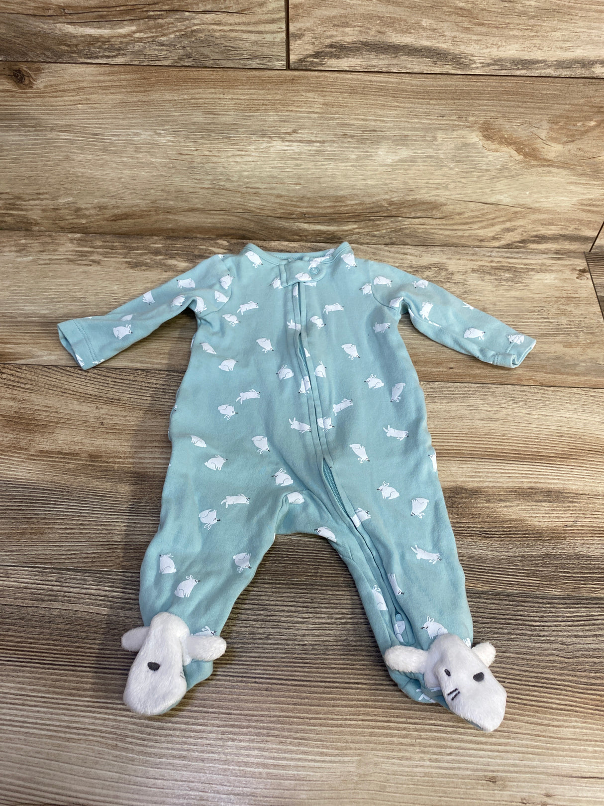 Just One You Bunny Print Sleeper Blue sz 3m