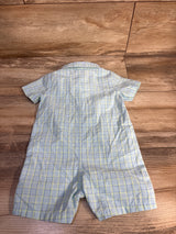 Wrangler Plaid Polo Shortie Romper Blue sz 6m