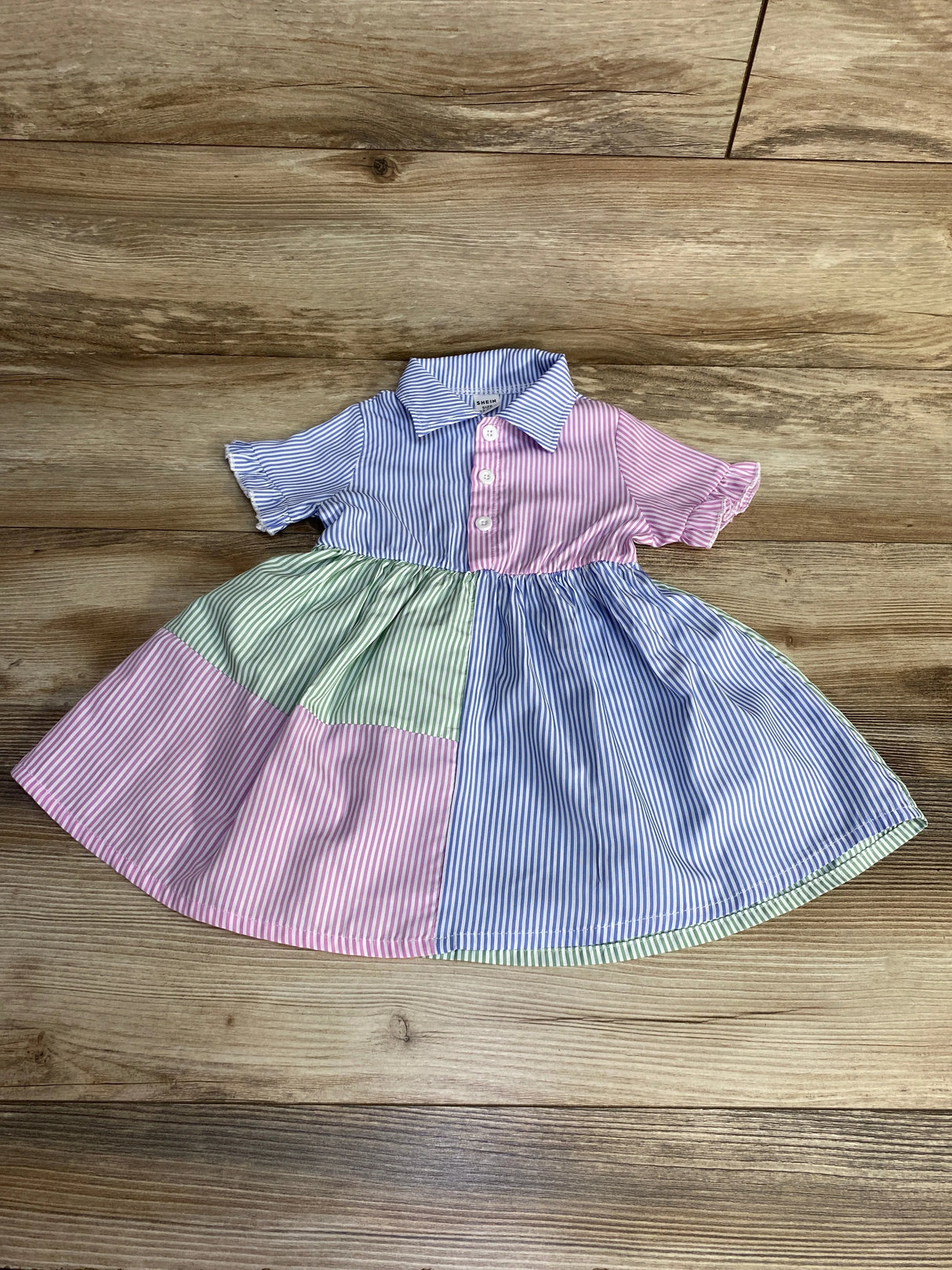 Shein Striped Colorblock Dress Blue sz 12-18m