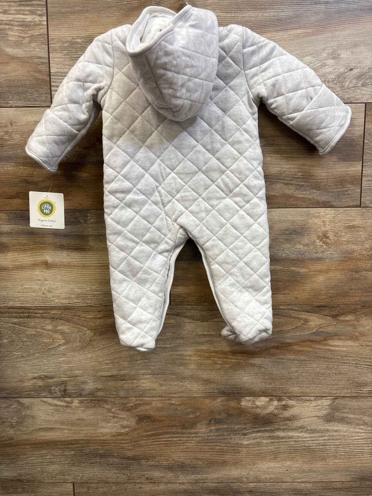 NEW Little Me Quilted Hooded Pram Coverall Grey sz 6/9m