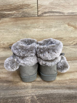 First Steps by Stepping Stones Pom Pom Faux Fur Boots, Grey sz 4c
