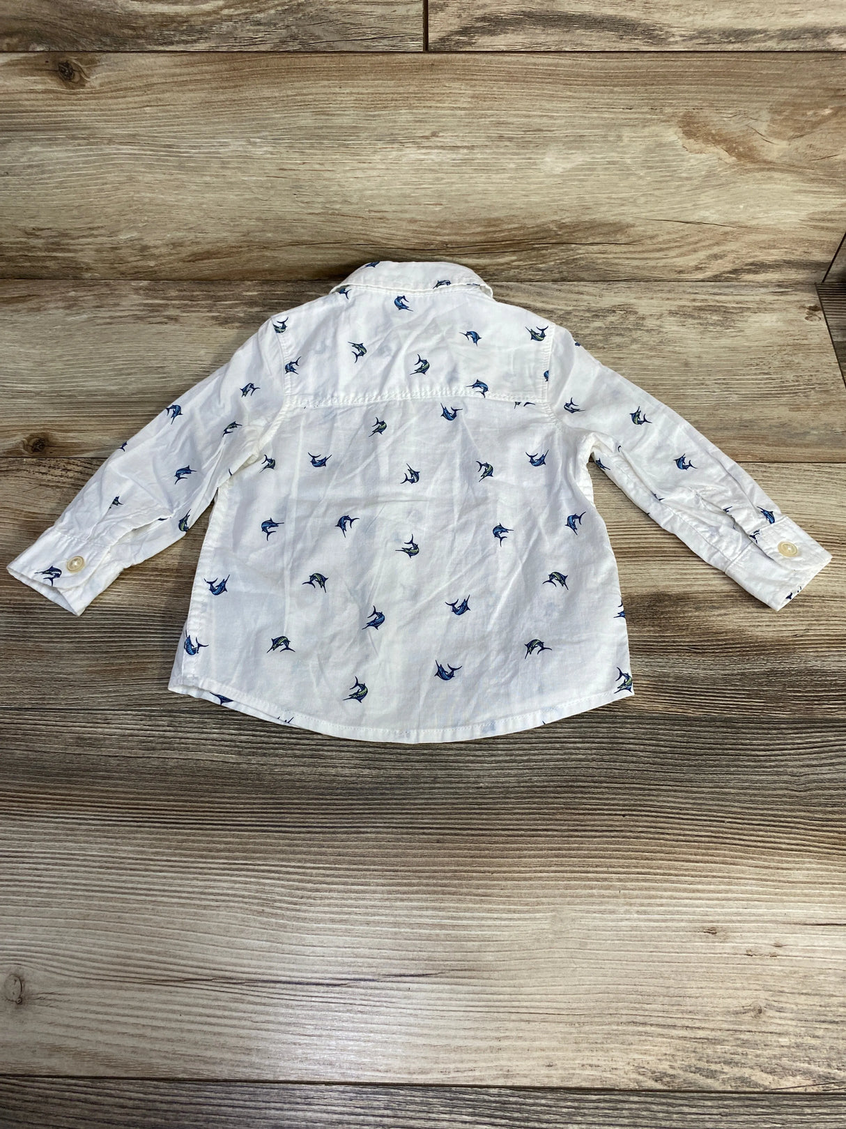 OshKosh Swordfish Button-Up Shirt White sz 12m