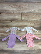 Carter's 4pk Apple Print Long Sleeve Bodysuits Pink sz Preemie