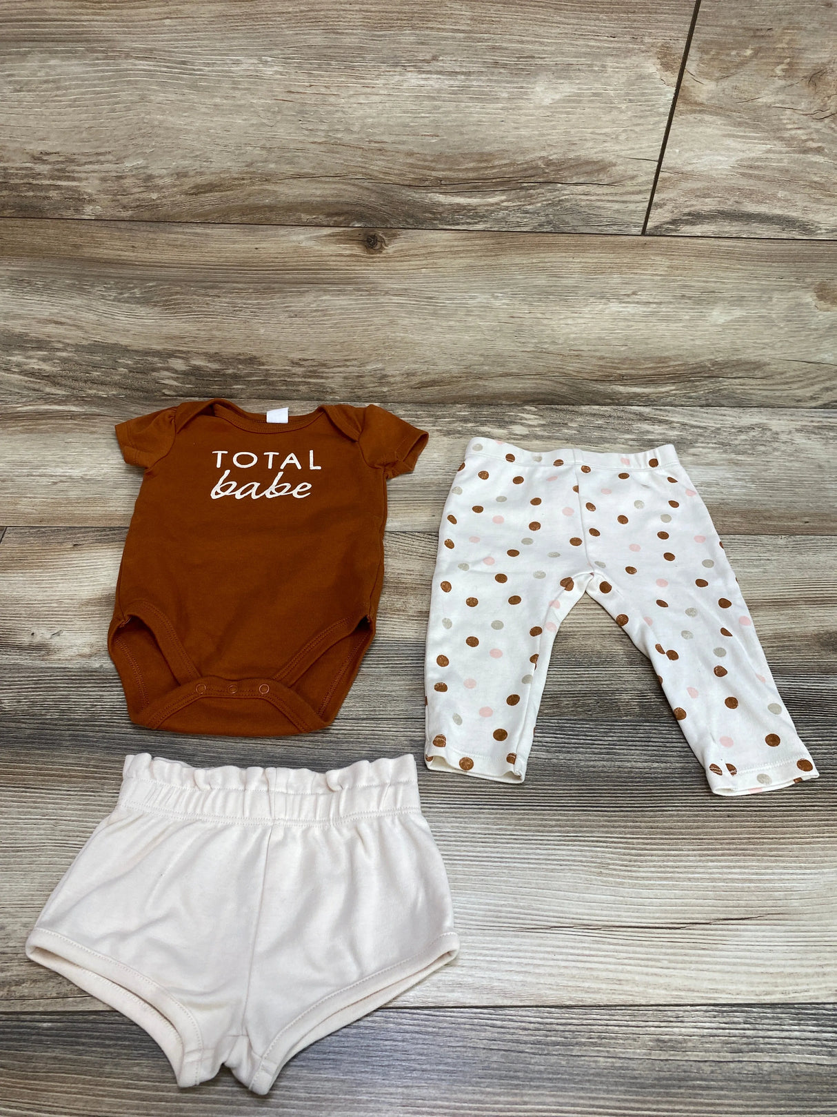 PL Baby 3pc Total Baby Bodysuit Set Brown sz 9m