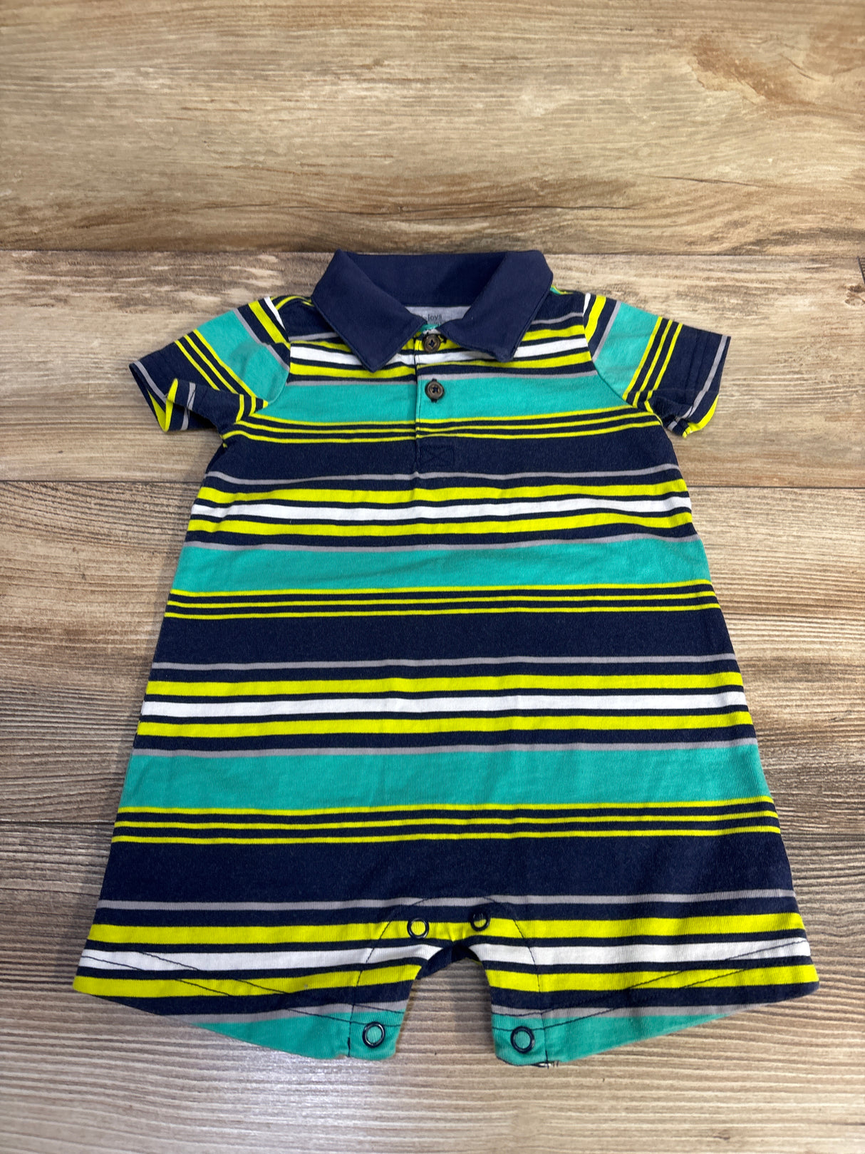 Simple Joys Striped Polo Shortie Romper Navy sz 6-9m