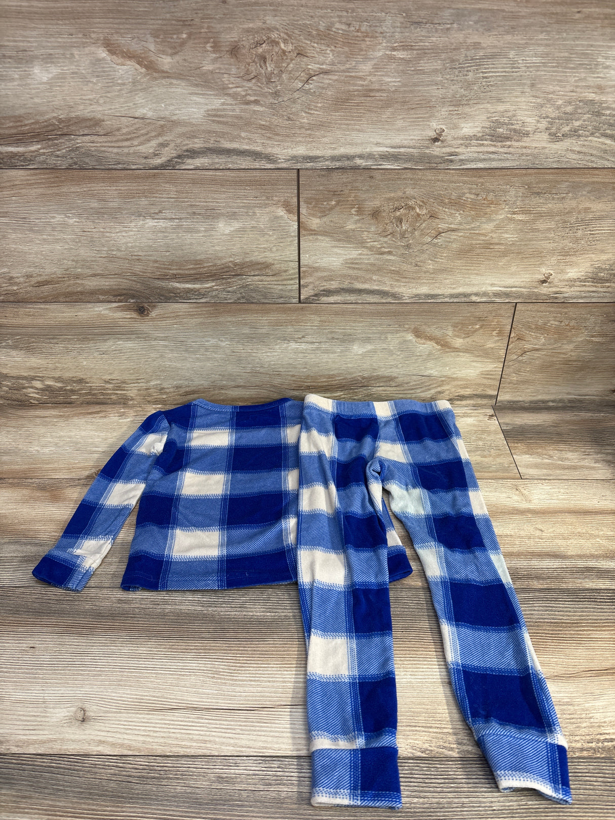 Cat & Jack Plaid Velour Pajama Set Blue sz 4T