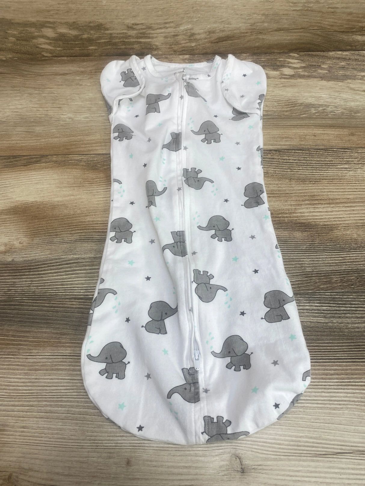 Aden by aden + anais Elphant Print Easy Snug Swaddle White sz 0-3m