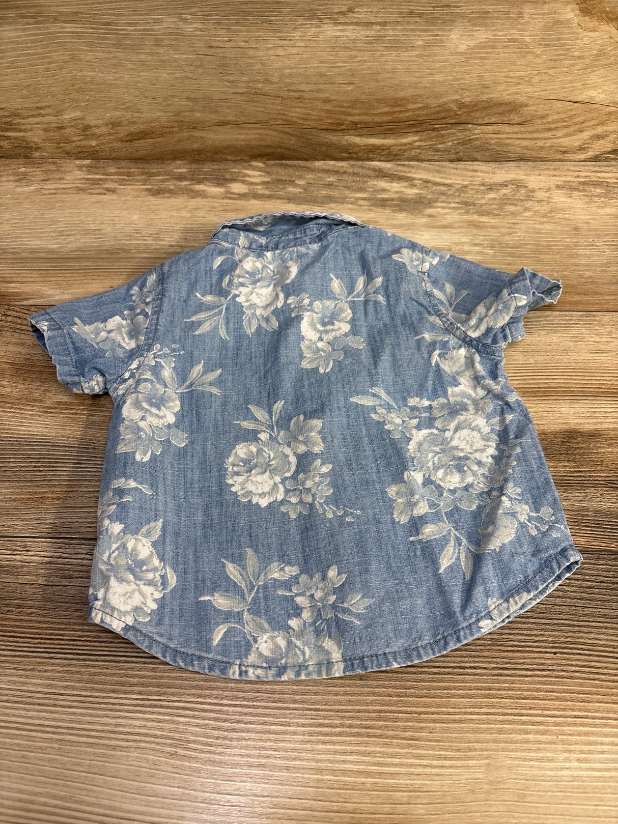 Old Navy Floral Chambray Button-Up Shirt Blue sz 6-12m