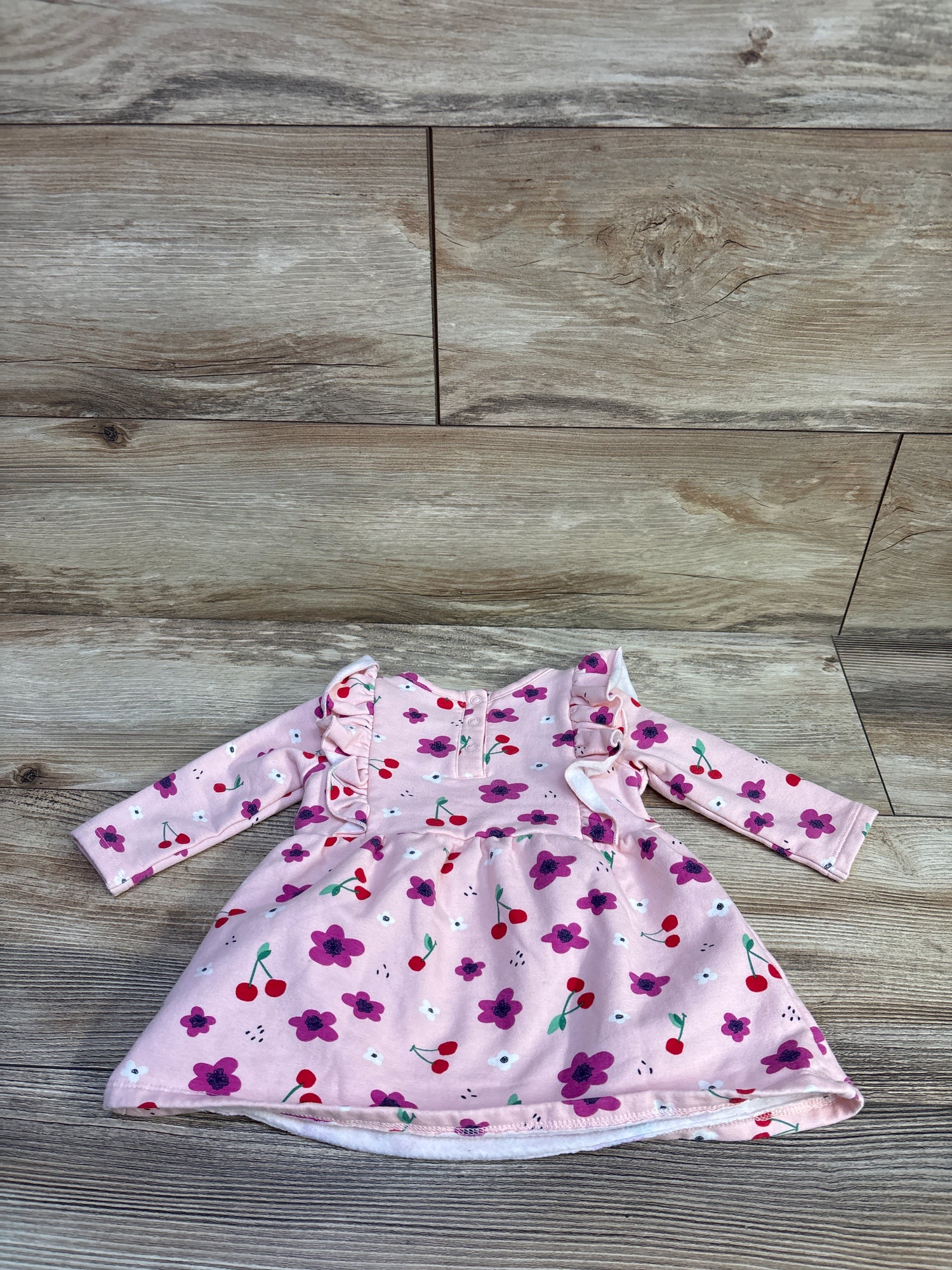 Tucket + Tate Cherry Print Sweatshirt Dress Pink sz 3m