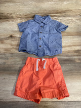 Just One You 2pc Chambray Button Up Shirt & Shorts Blue sz 9m