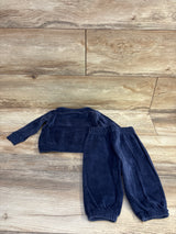 First Impressions 2pc Velour Long Sleeve Shirt & Pants Set Navy sz 6-9m