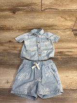 Oshkosh 2pc Chambray Button-Up Shirt & Shorts Set Blue sz 9m