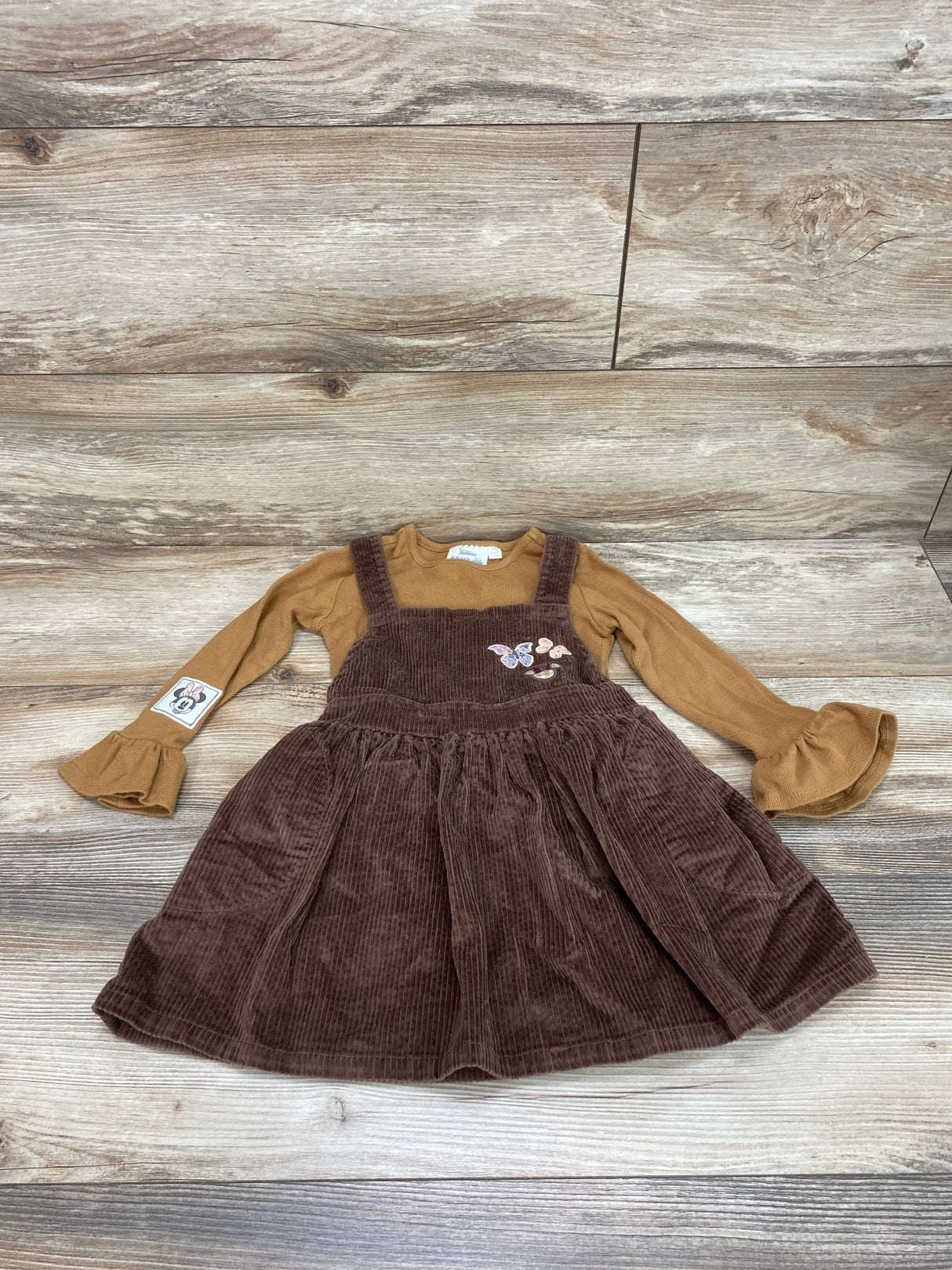 Disney Junior Minnie Mouse Shirt & Corduroy Dress Brown sz 3T