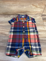 Baby Gap Plaid Polo Romper Blue sz 6-12m