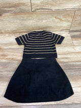 Vince Camuto 2pc Striped Knit Cropped Shirt & Skirt Set Black sz 3T