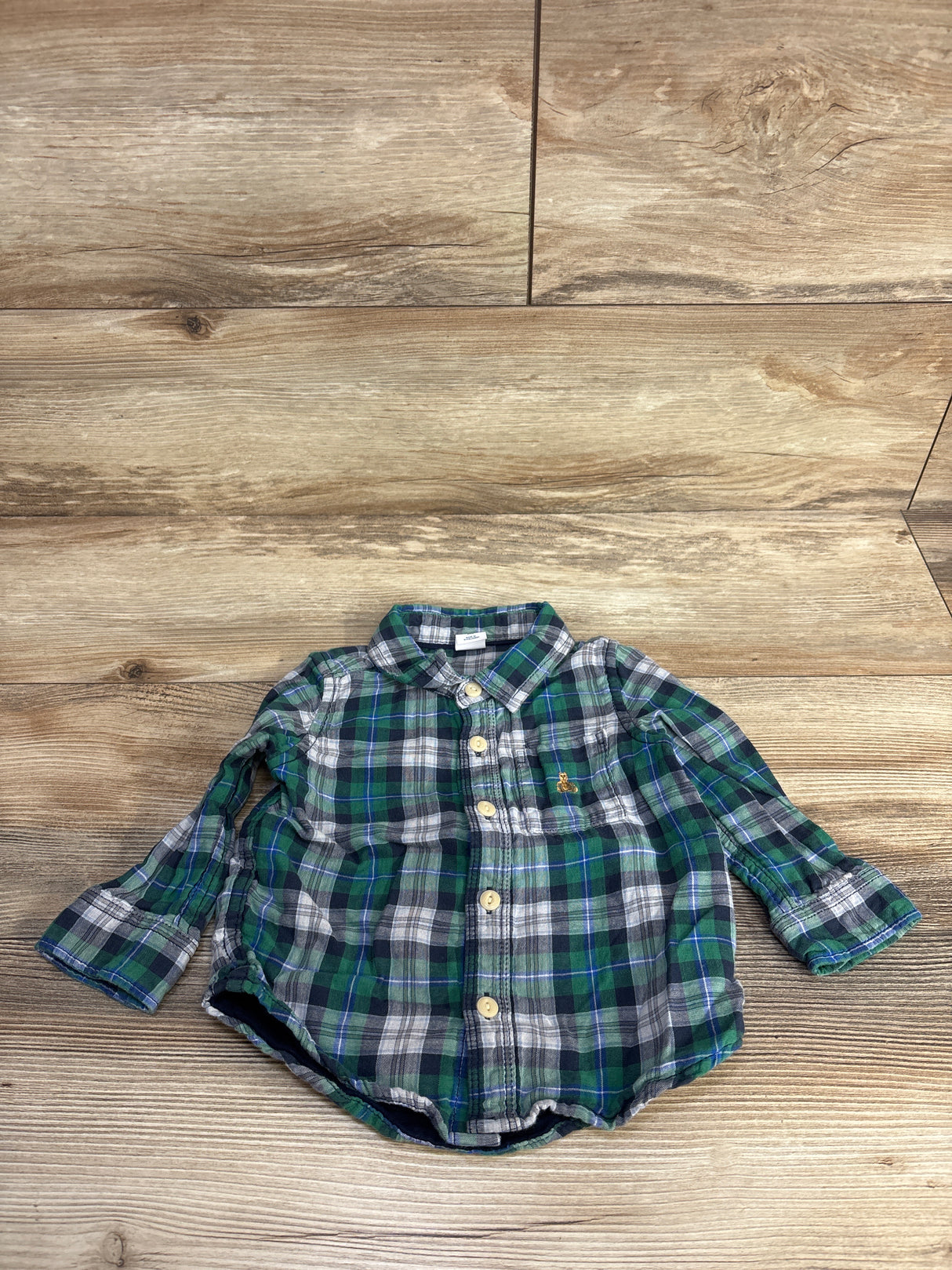 Baby Gap Long Sleeve Flannel Green sz 12-18m
