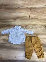 Carter's 2pc City Button Up Shirt & Pants Blue sz 6m