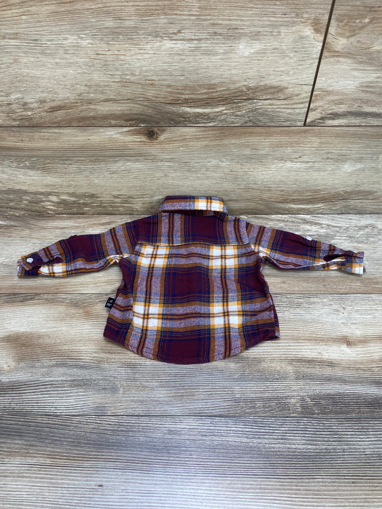 American Hawk Plaid Button Up Flannel Burgundy sz 6-9m