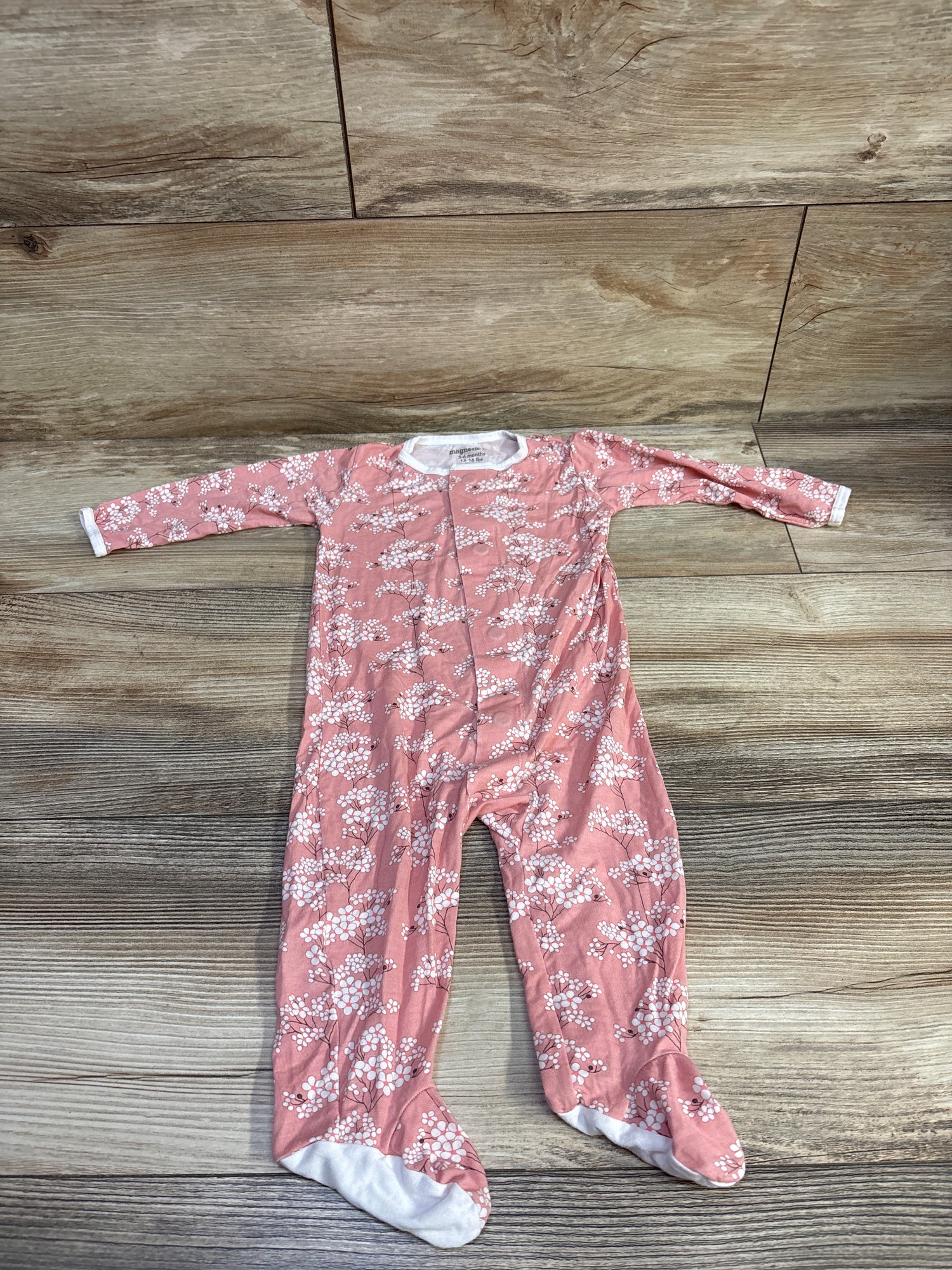 Magnetic Me Modal 'Cherry Blosson' Footie Pink sz 3-6m