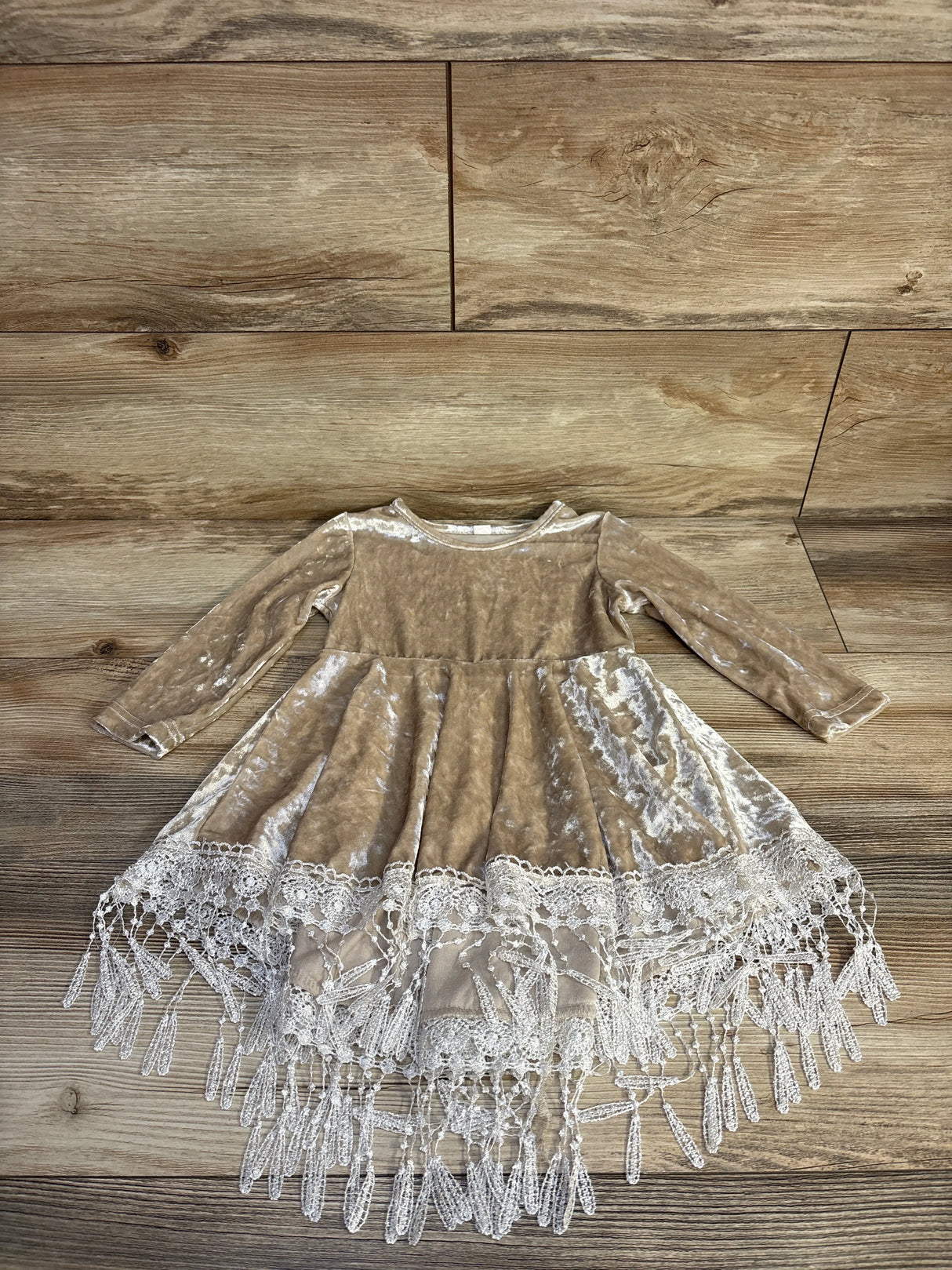 Indi Boho Velvet Dress in Beige sz 4T