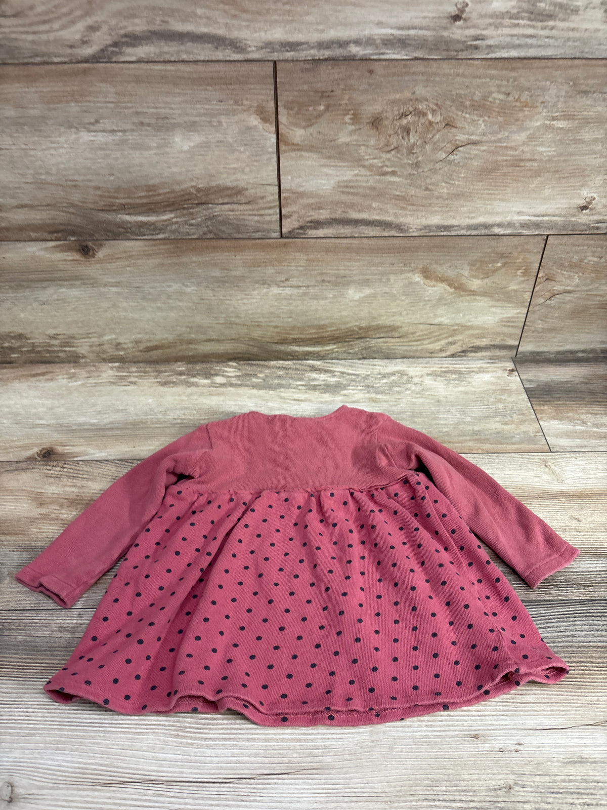 Zara Long Sleeve Polka Dot Shirtdress Pink sz 18-24m