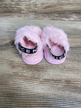 Baby Girls Pink Fuzzy Sling Back Slippers Sz 2c/3c