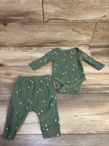 Cloud Island 2pc Ribbed Bodysuit & Pants Set Green sz 3/6m