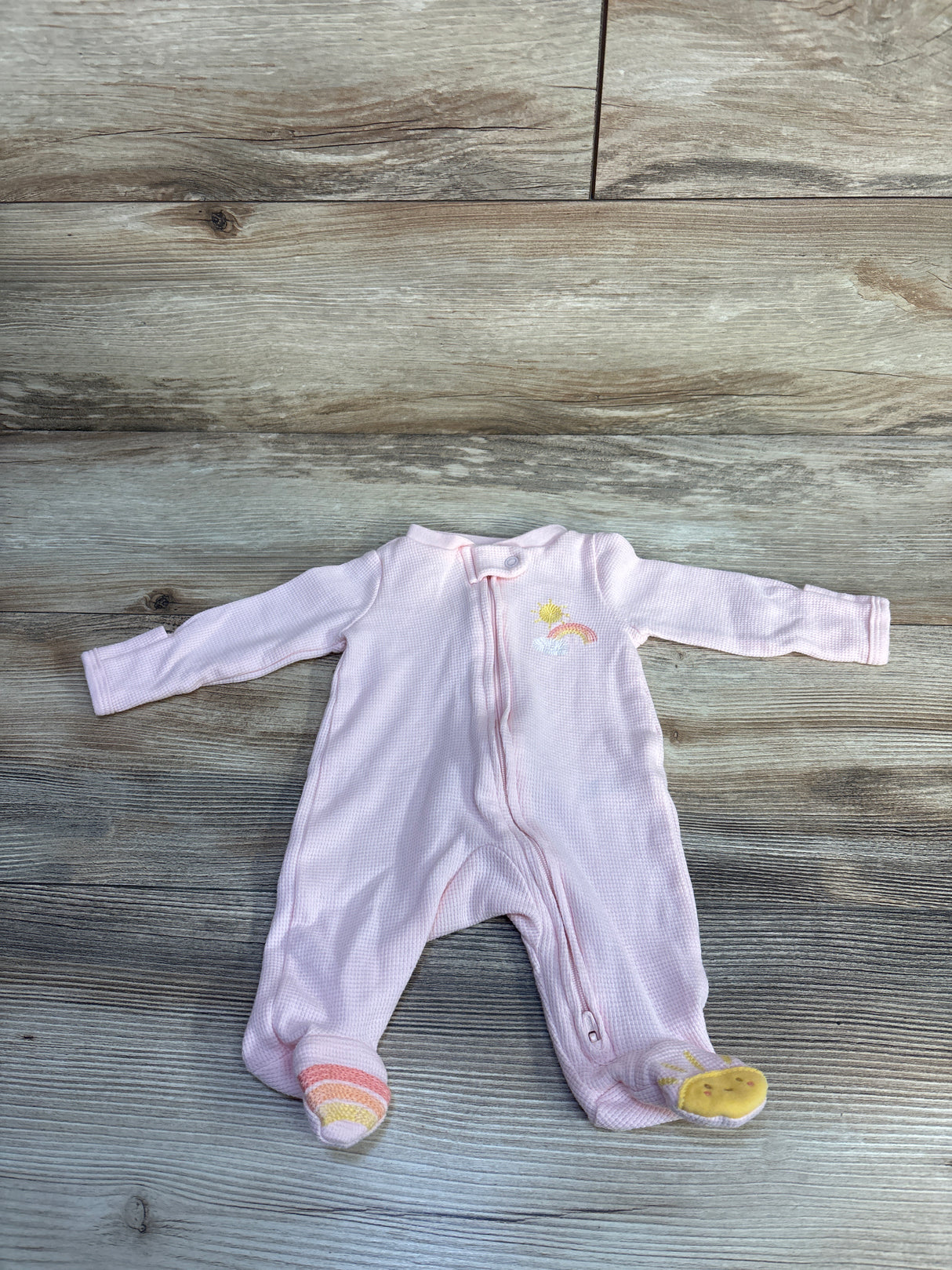 Just One You Thermal Sun & Rainbow Print Sleeper Pink sz Newborn