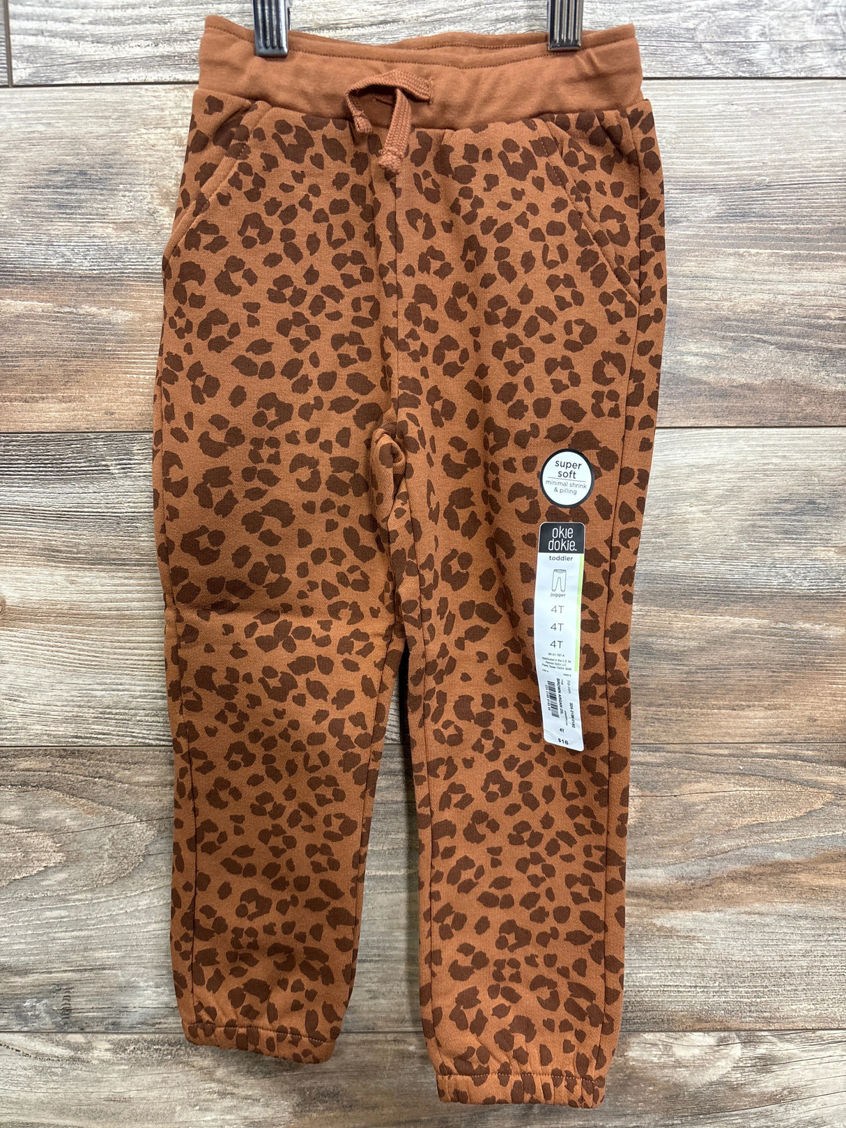 NEW Okie Dokie Brown Leopard Print Jogger Pant sz 4T