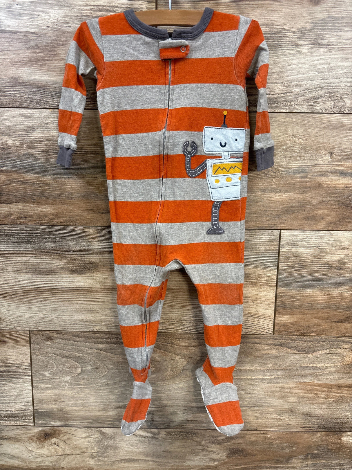 Carter's Striped Sleeper Grey/Orange sz 12m - Me n Mommy To Be