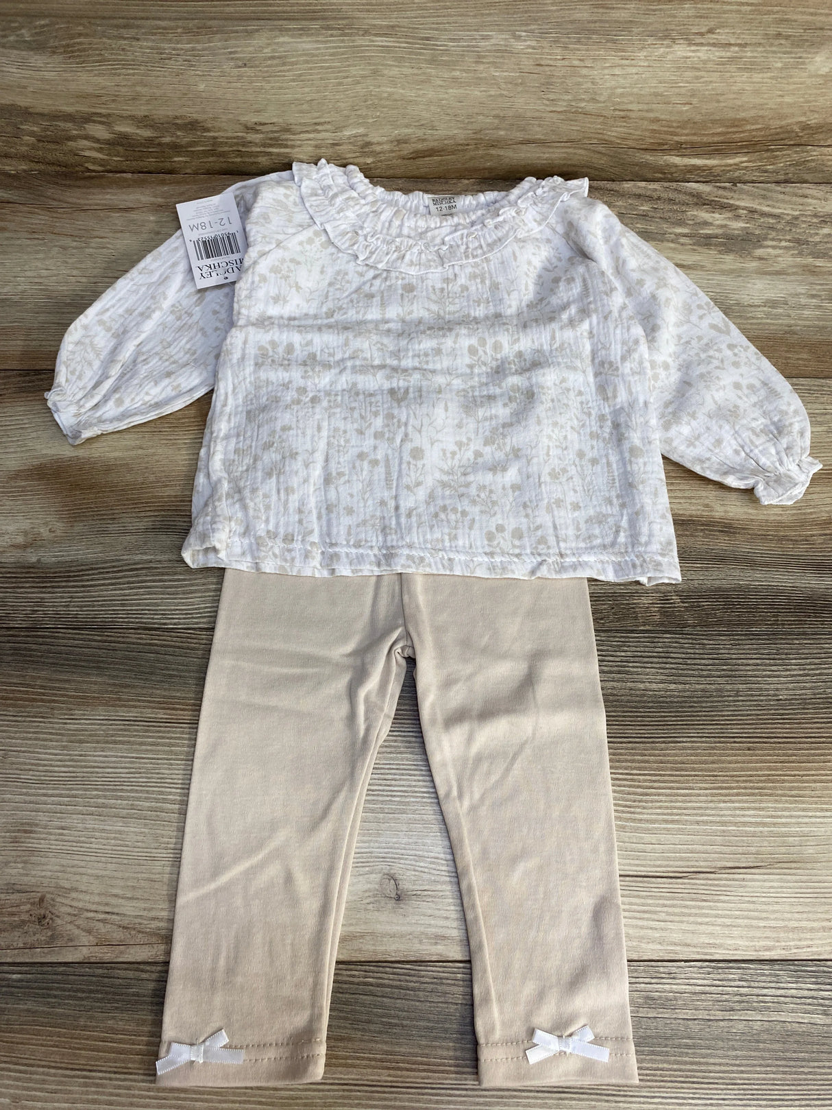 NEW Badgley Mischka 2pc Floral Top & Leggings White sz 12-18m - Me n Mommy To Be