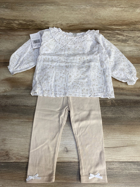 NEW Badgley Mischka 2pc Floral Top & Leggings White sz 12-18m - Me n Mommy To Be