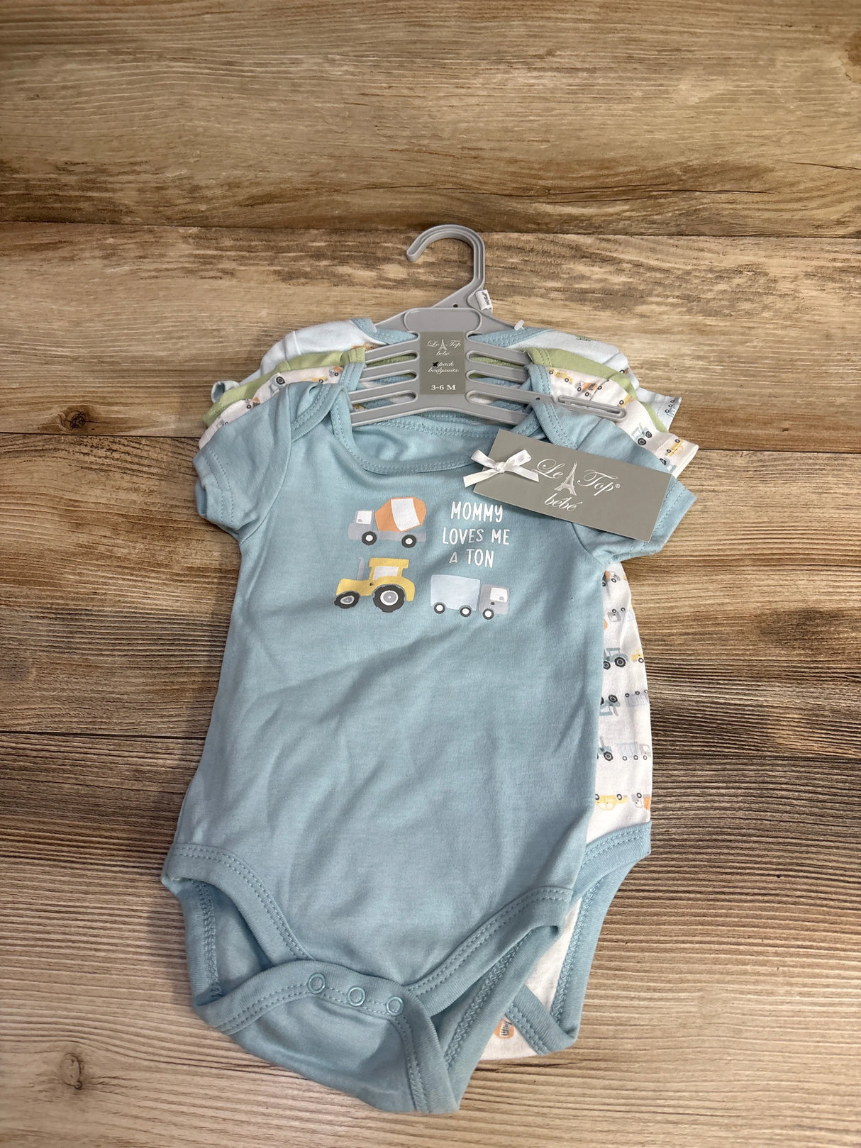 NEW Le Top Bebe 4pk Bodysuit Set Blue sz 3-6m