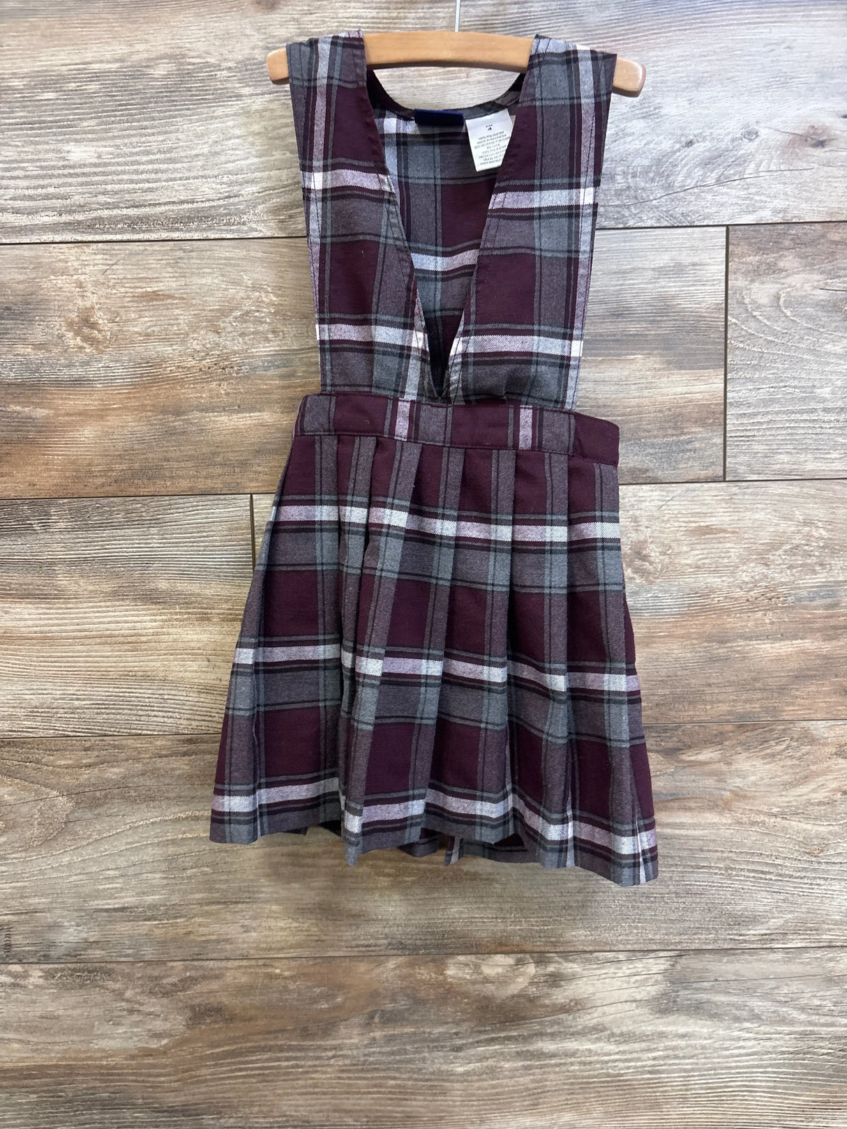 French Toast Girls Uniform Plaid V-Neck Pleated Jumper Dress Purple sz 4T