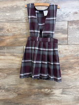 French Toast Girls Uniform Plaid V-Neck Pleated Jumper Dress Purple sz 4T
