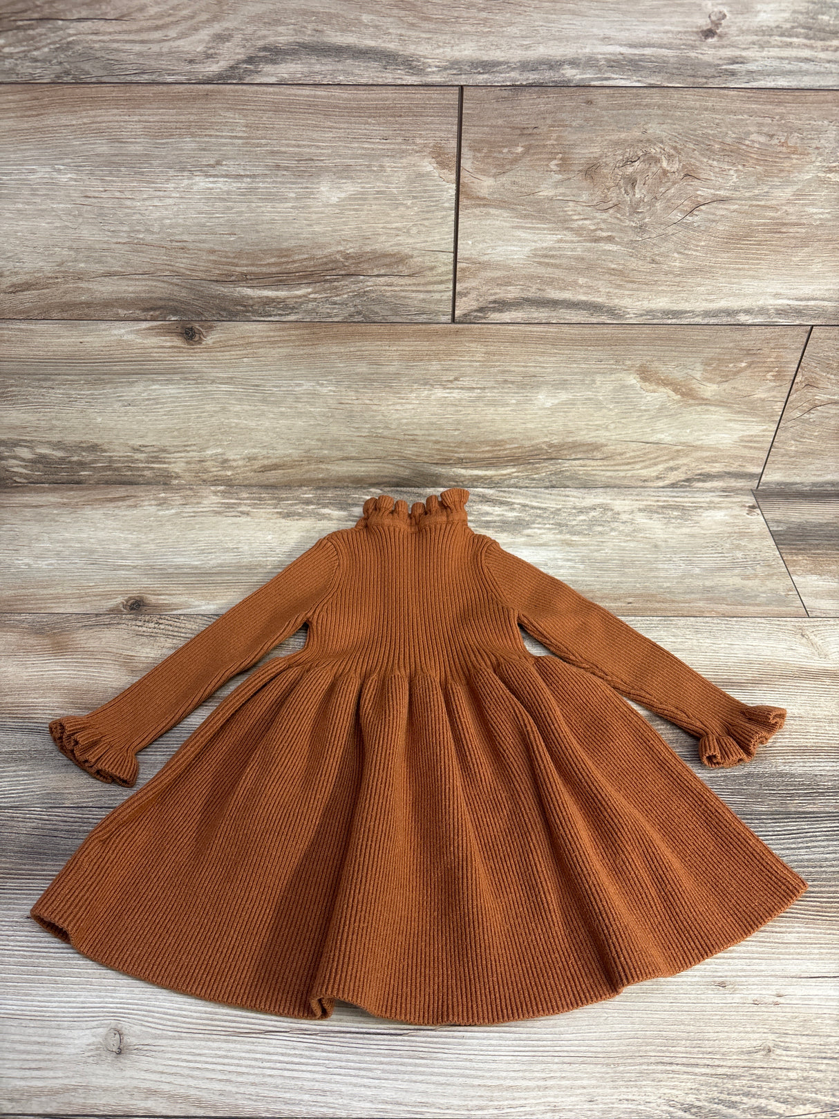 Simplee Kids Ribbed Knit Sweater Dress Brown sz 18-24m