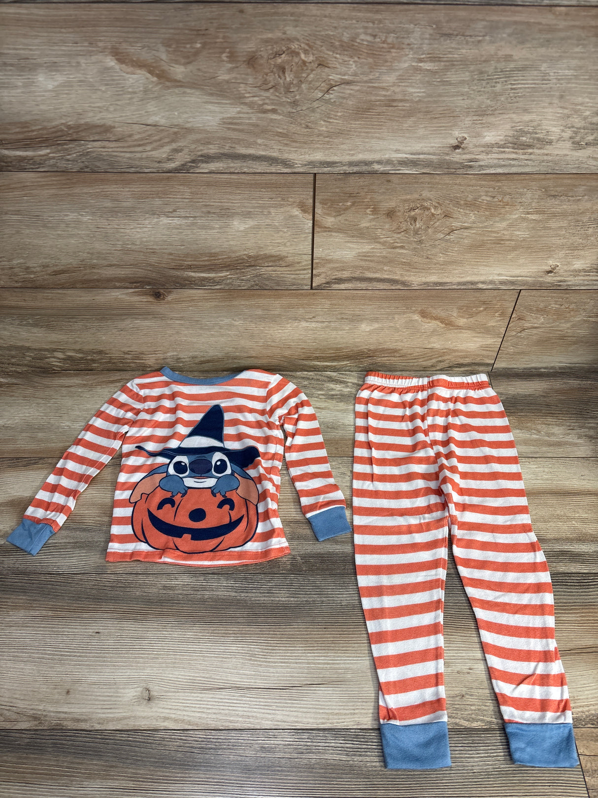 Disney Stitch 2pc Striped Pajama Set Orange sz 5T