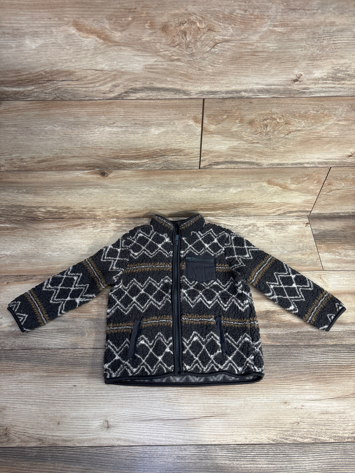 Old Navy Print Sherpa Zip-Front Jacket Grey sz 3T