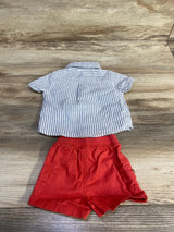 Just One You 2pc Striped Button Up Shirt& Shorts White sz Newborn