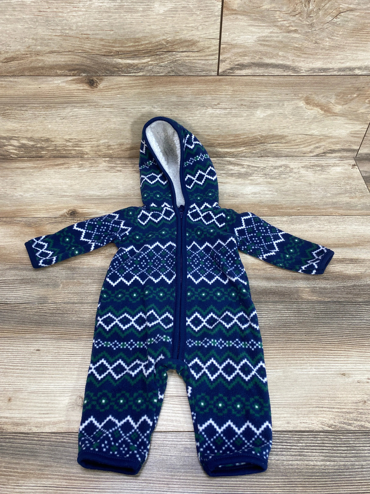 Carter's Fair Isle Fleece Hooded Coverall Navy sz 3m