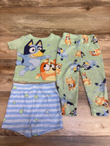 Bluey 3pc Pajama Set Green sz 3T