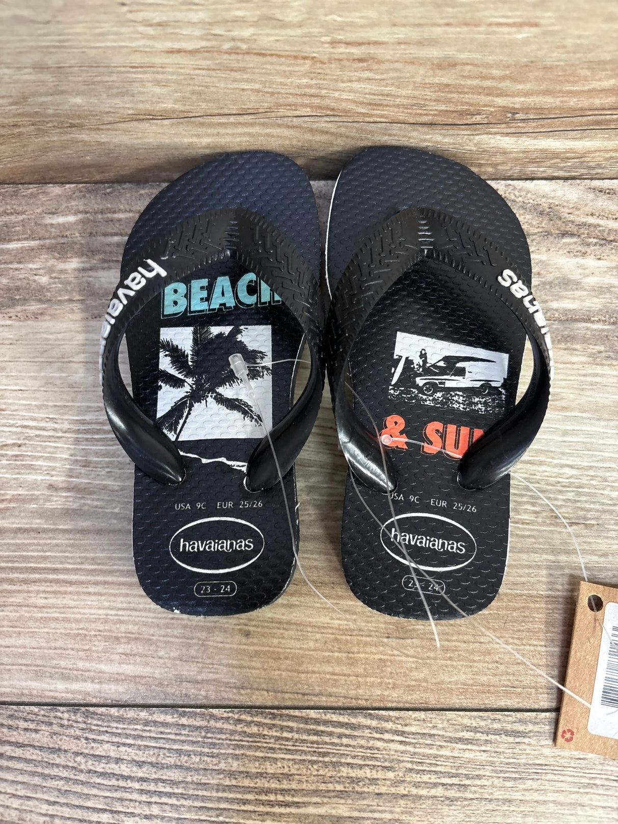NEW Havaianas Flip Flops Beach & Surf Black sz 9c - Me n Mommy To Be