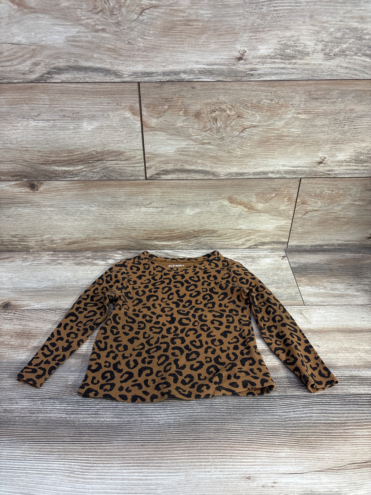 Old Navy Waffle Knit Leopard Shirt Brown sz 4T