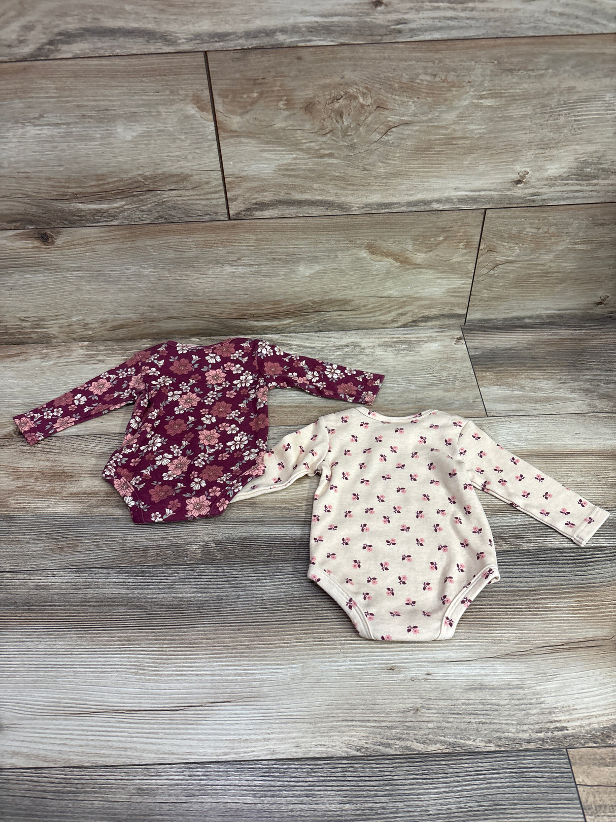 Nicole Miller 2pk Long Sleeve Bodysuit Maroon sz 0/3m
