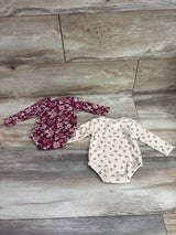 Nicole Miller 2pk Long Sleeve Bodysuit Maroon sz 0/3m