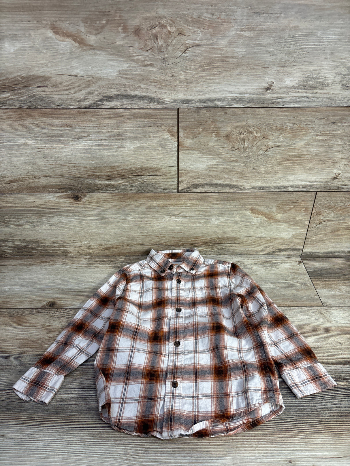 Gymboree Long Sleeve Button Down Plaid Flannel Orange sz 4T