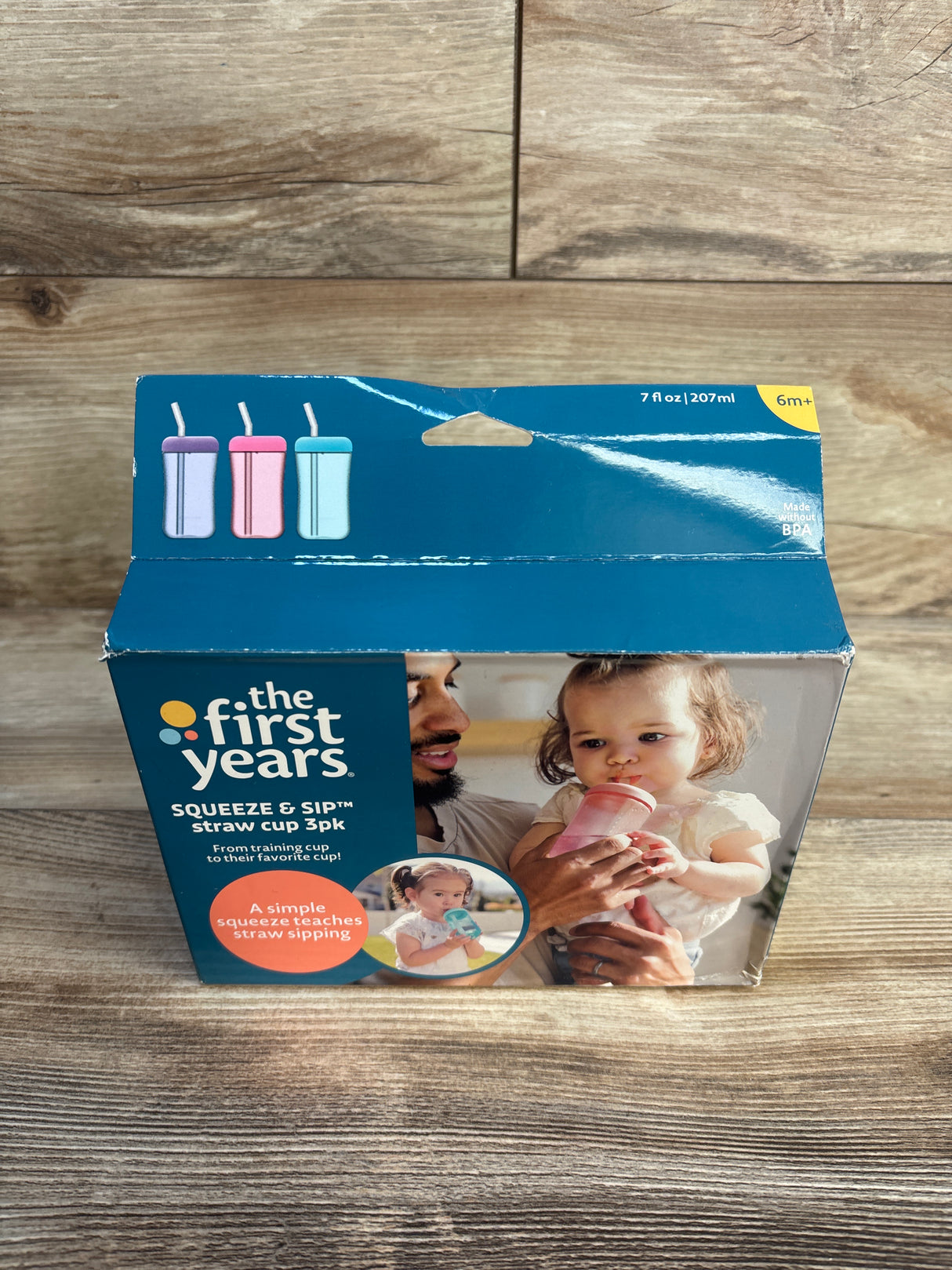 NEW The First Years Squeeze & Sip Toddler Straw Cups 6m+ 3ct - 7oz