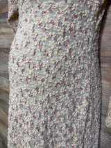 Baevely Maternity Floral Sweetheart Neckline Long Sleeve Maxi Dress Beige sz Medium